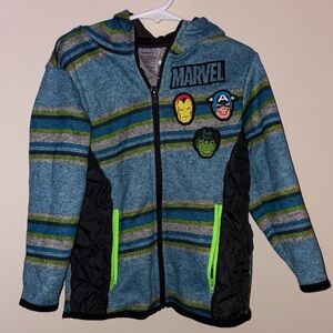 Marvel Blue and Green Striped Jacket with Hero Badges
